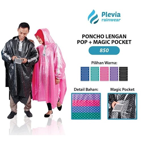 Promo  Jas Hujan Ponco Pop Plus Magic Pocket Plevia / Jas Hujan Ponco / Ponco Rajut / Jas Hujan Pria