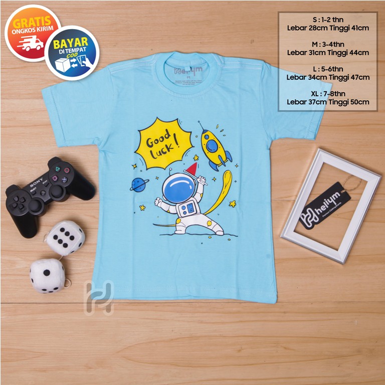 baju kaos anak laki-laki karakter ROKET ROCKET ASTRONOT UFO PESAWAT HELIUM