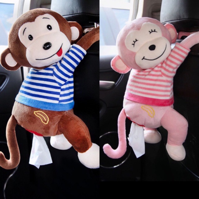 tempat tisu gantung Kotak Tissue Bentuk Boneka Kartun Monyet untuk Mobil