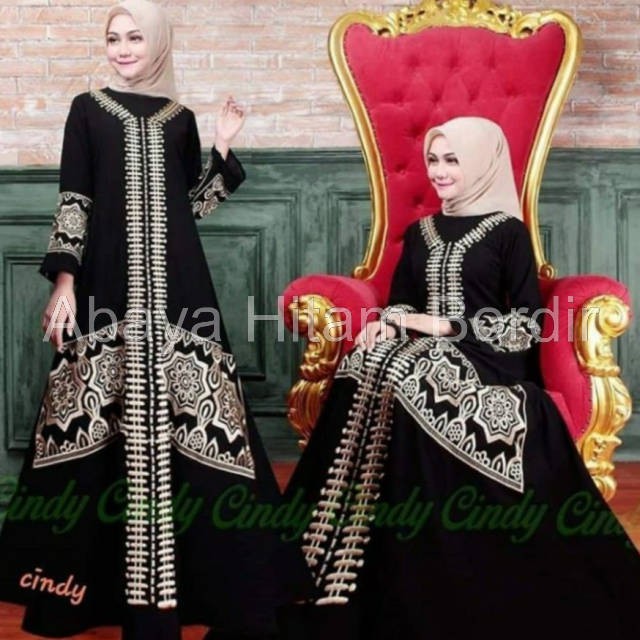 Gamis Abaya Turkey Arab Turki Bordir Pesta Wanita Terbaru Warna Hitam Non Putih Mewah Elegan 2021