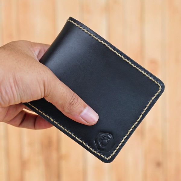 Jayuwan DAB Dompet Pria Kulit Sapi Asli Pullup Handmade Hitam Polos