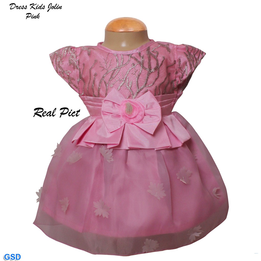 Dress kids jolin/Baju Brukat Anak/ Dress Anak Motif Bunga Jait Masa Kini