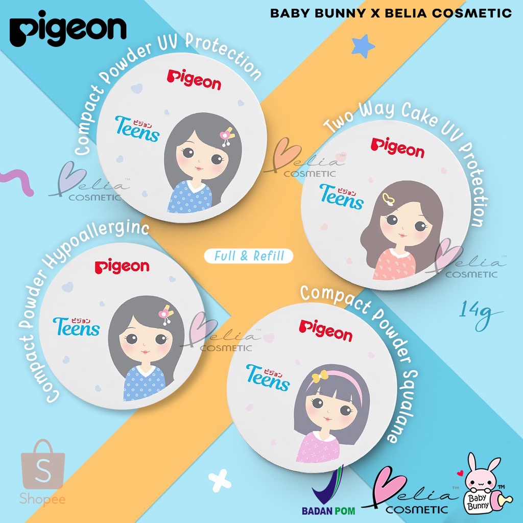 ❤ BELIA ❤ PIGEON TEENS Compact Powder UV Protection | Two Way Cake | Remaja 14g (✔️BPOM) | BABY BUNNY