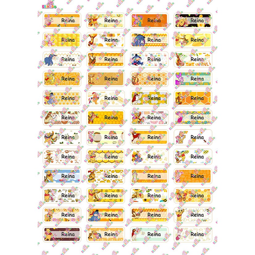 

LABEL NAMA WINNIE THE POOH 192 STIKER - ANTI AIR/LUNTUR -4 Nama WP1XS4