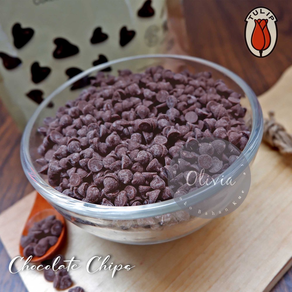 

Chocolate Chips Tulip Dark Choco Chip Compound Cokelat Keping 250g