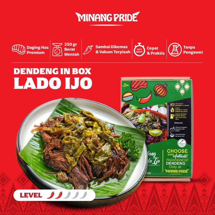 

- BARU Minang Pride Dendeng In Box Sambal Hijau 250gr