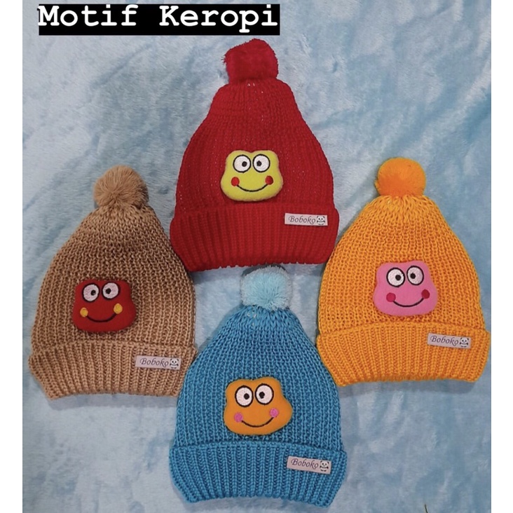 TOPI KUPLUK BAYI BOBOKO MOTIF DORAEMON/KEROPI KATAK TOPI RAJUT BAYI LAKI PEREMPUAN NEWBORN0-12Bulan