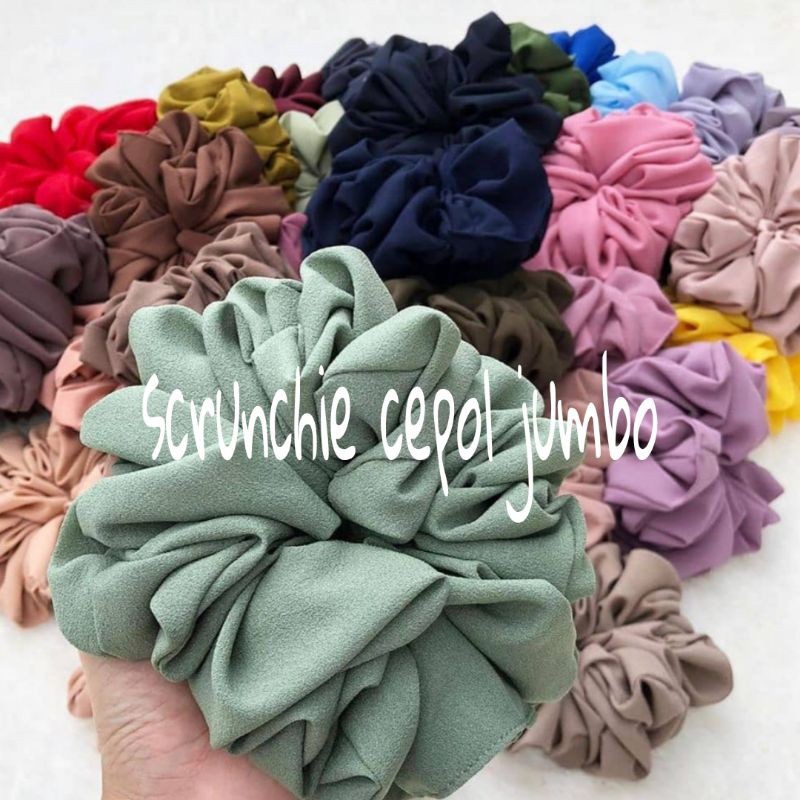 Scrunchie Scrunchies  Cepol Hijab Jumbo  Konde Hijab  Ikat Rambut Jumbo Bahan Diamond Crepe Bisa Pilih Warna