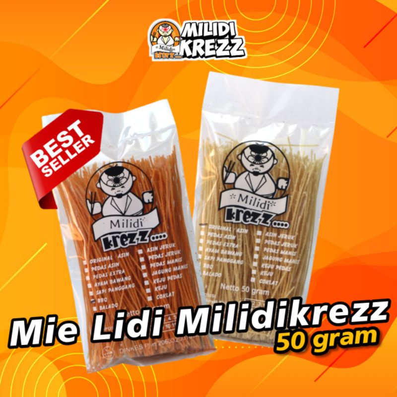 

Mie Lidi 50 gram Cemilan Pedas Milidikrezz