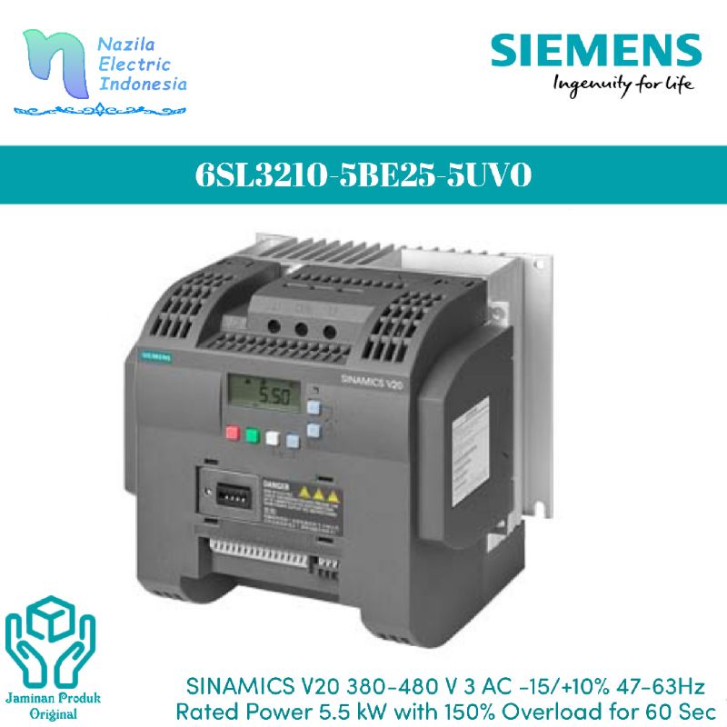 Siemens Sinamics 6SL3 210 / 6SL3210-5BE25-5UV0 Inverter V20 5.5 kW 380V