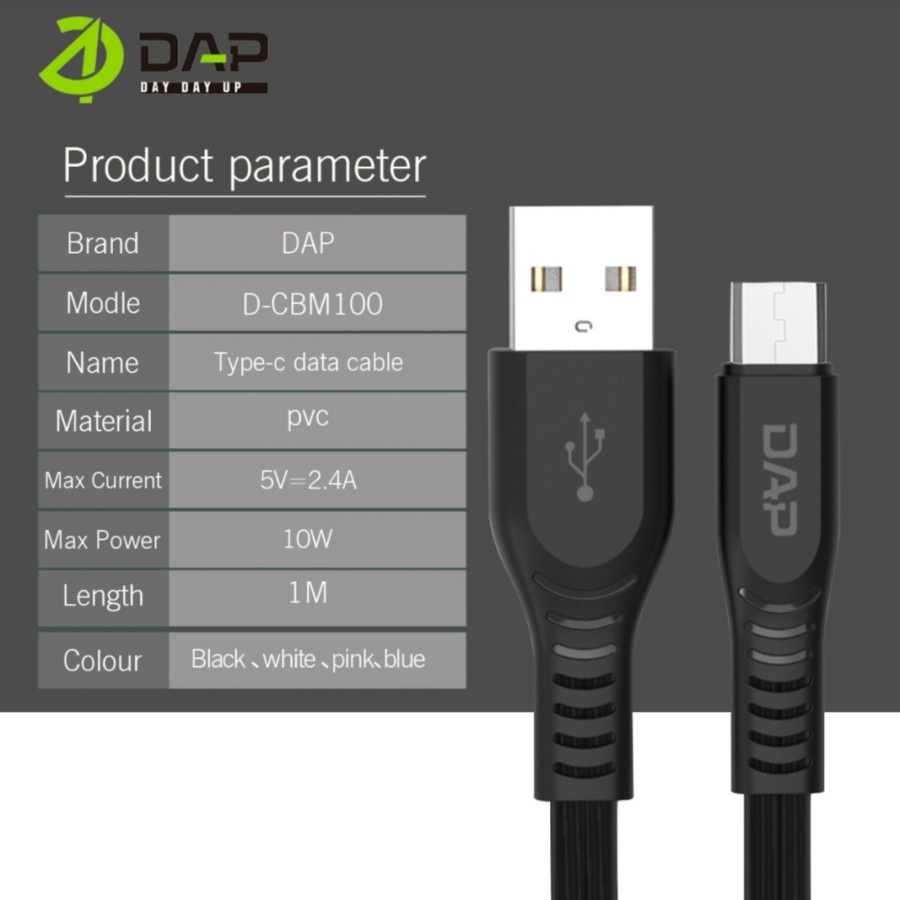 Data Cable Dap D-CBM100 CABLE MICRO USB transmitting charging fast charging Original DAP