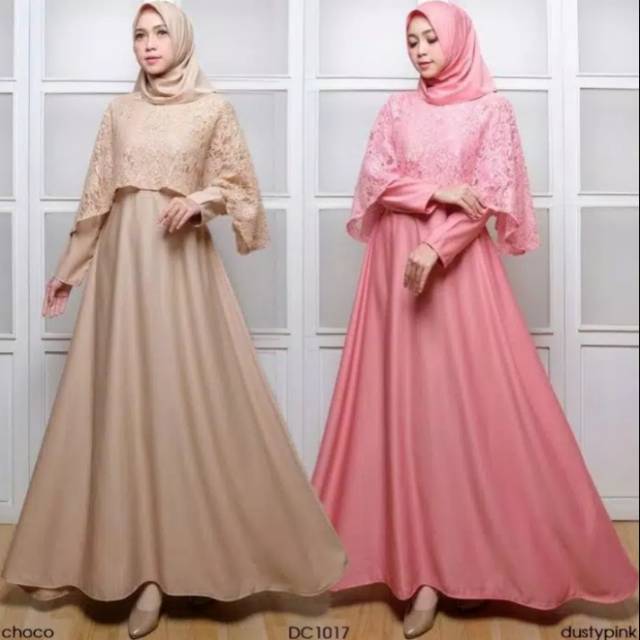 Baju Muslim Wanita Dress brukat alisa pink benhur terusan pesta blue wanita cantik korea new