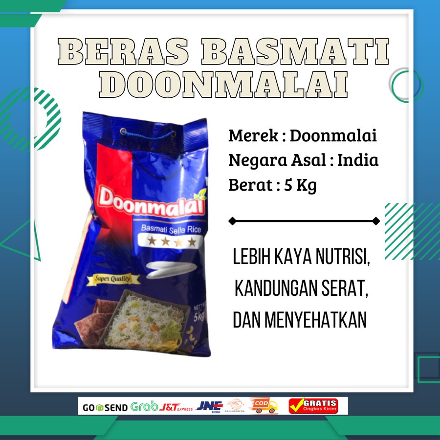 

Beras Basmati Doonmalai 5Kg Sella Rice Kemasan Asli Excusive Murah Cocok Untuk Nasi Kebuli Briyani