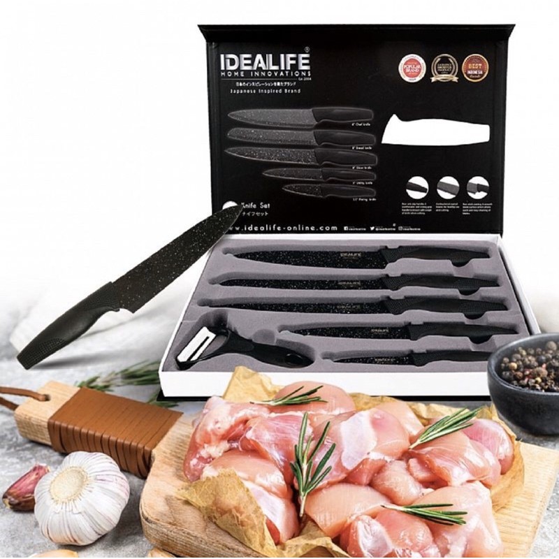 IDEALIFE KNIFE SET/PISAU DAPUR SET/SET PISAU DAPUR/PERLENGKAPAN PISAU DAPUR/IDEALIFE PISAU DAPUR