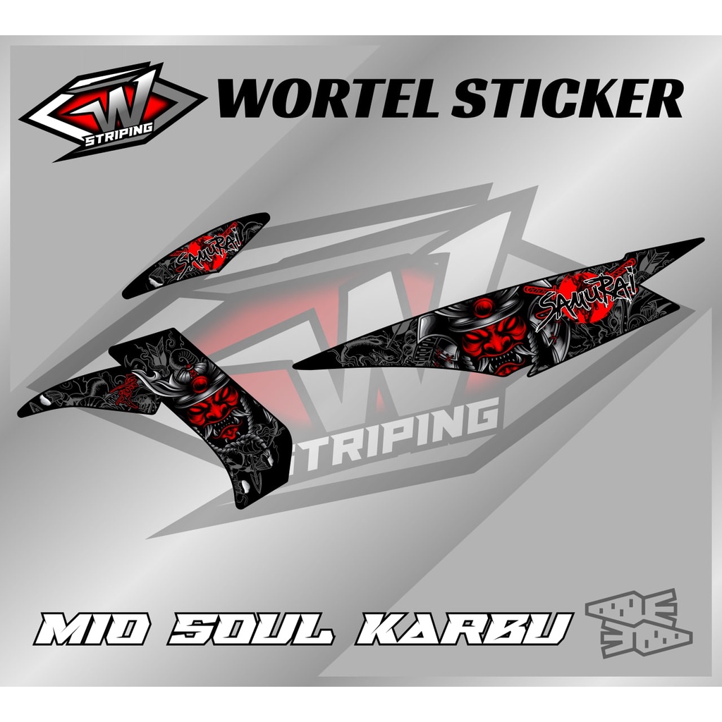 Striping Mio Soul Karbu-Striping Stiker Hologram Motor Mio Soul Karbu Samurai