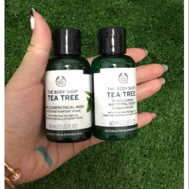 Tree tea facial wash dan toner penghilang jerawat original dari bodyshop