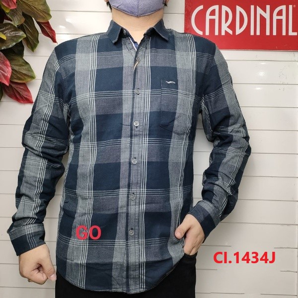 gof CARDINAL KEMEJA JUMBO SLIMFIT Motif Lengan Panjang Pakaian Atasan Pria Hem Santai Original