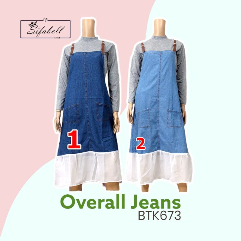 Overall Jeans Wanita Polos Size L Overal Korea BTK673