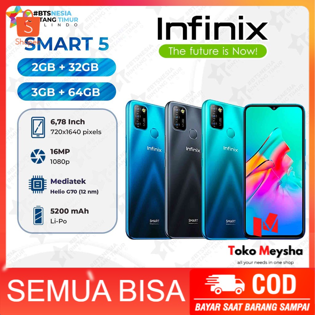 Infinix Smart 5 2020 & 2021 2GB+32GB 3GB+64GB Garansi Resmi 1 Tahun