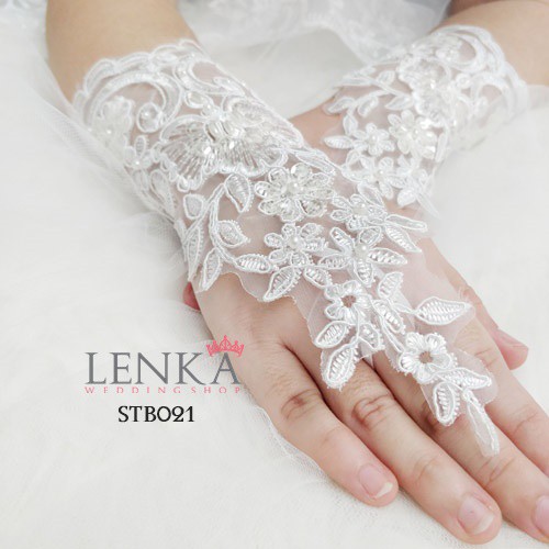 [PRODUK TERLARIS] BRIDAL LACE GLOVES SARUNG TANGAN BROKAT PERNIKAHAN PESTA STB021