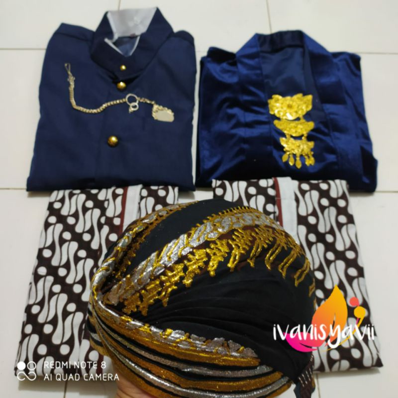 Full Set Baju Prewed / Couple Jawa / Nuansa Navy - Motif Parang KeciL