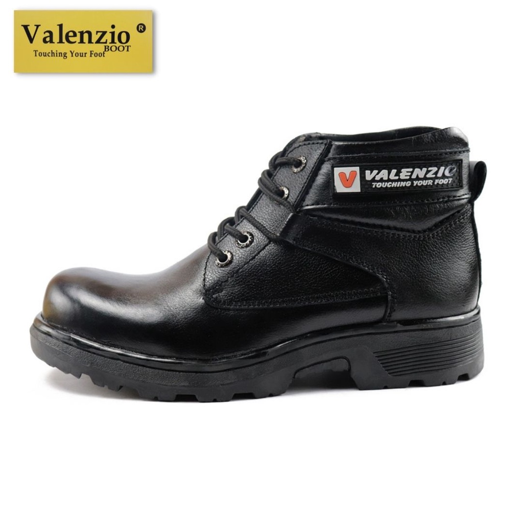 Sepatu Pria Safety Boots Safety Shoes Touring Traking Ujung Besi Kerja Proyek Lapangan Valenzio RH146 Hitam