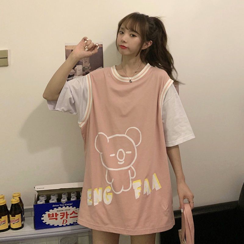 [littlecrab] Kaos Oversize Kasual Motif Koala Pink Putih Hijau Soft Color T-shirt Rompi Couple Unisex Atasan Bigsize Berkualitas Sablon Koala Eng Faa Korean Style