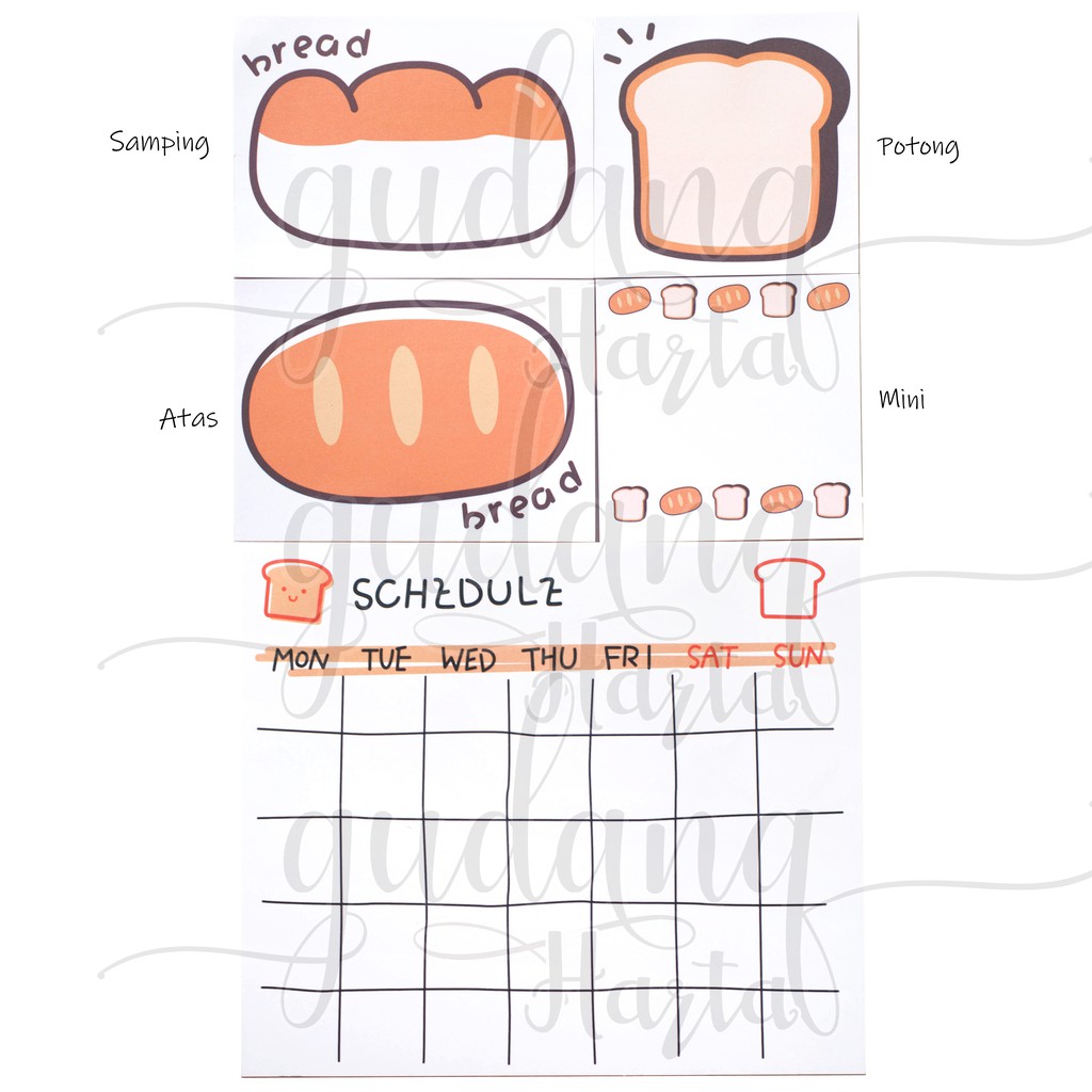 Memo Schedule Bread Series Roti Lucu Note DIY Agenda Dairy Scrapbook GH 301324