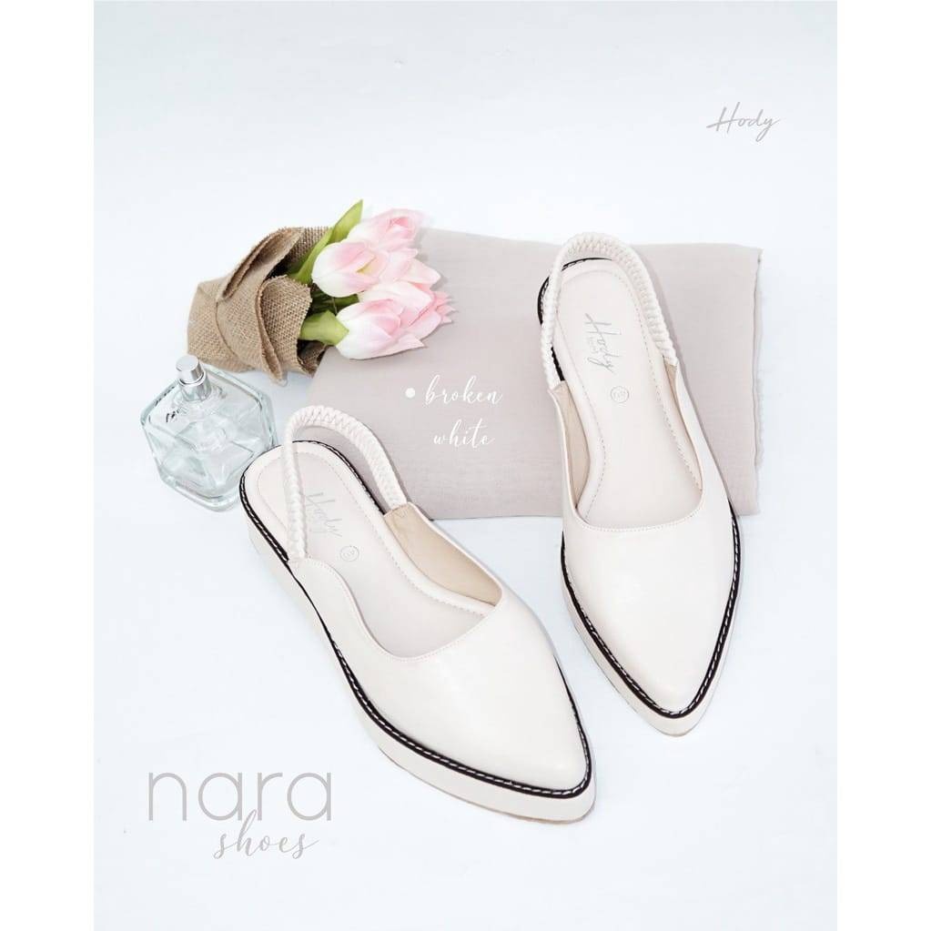 SEPATU WANITA TERBARU 2022 NARA SHOES BROKEN WHITE BY HODY