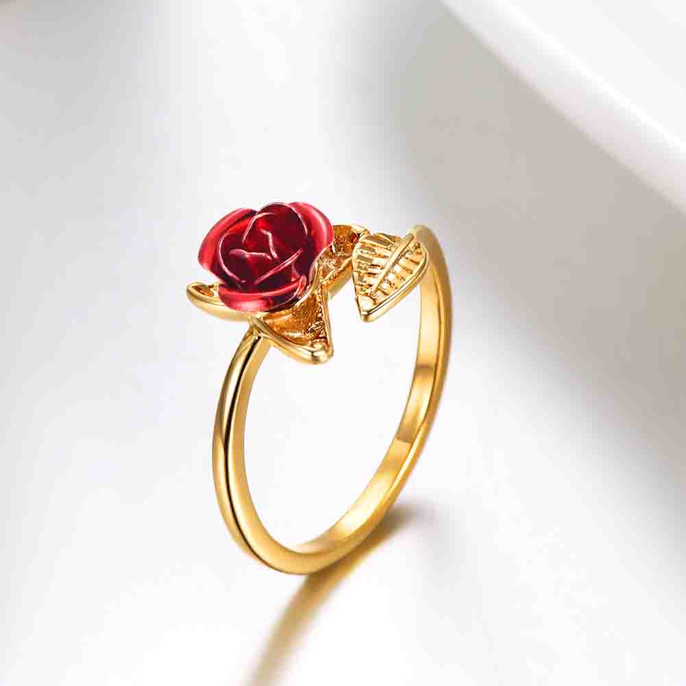 Huluboy Cincin Wanita Model Terbuka Desain Bunga Mawar Adjustable Untuk Pernikahanpertunanganhadiah