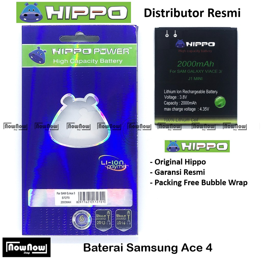 Baterai Hippo Samsung Galaxy Ace 4 G316 Original Batre Batrai Battery HP Garansi Resmi