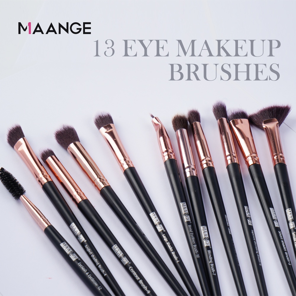 MAANGE 13Pc Cosmetic Brush Eyeshadow Powder Makeup Brush Set With Pouch Makeup Brush Case