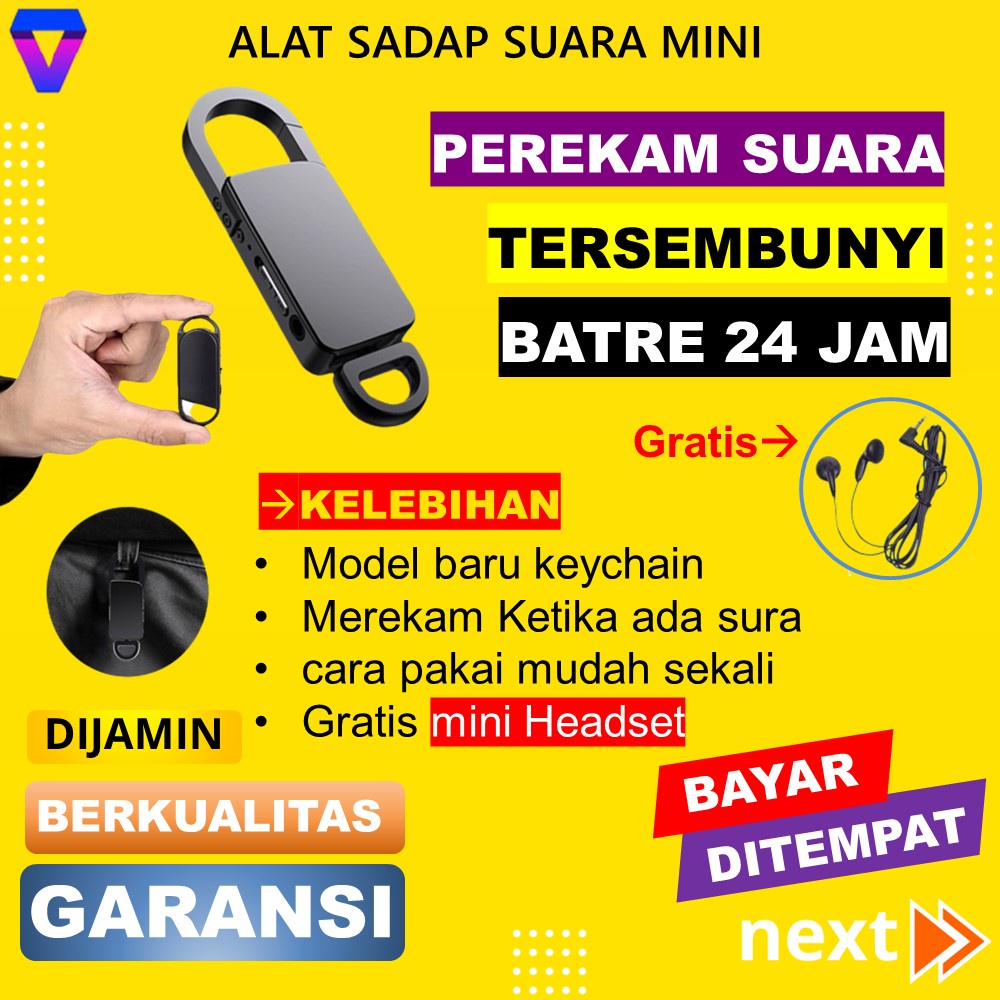 Perekam Suara Mini Tersembunyi Voice Recorder Alat Sadap Penyadap Suara Mini Youtuber Digital Vlog 8GB Mp3 Player JS46