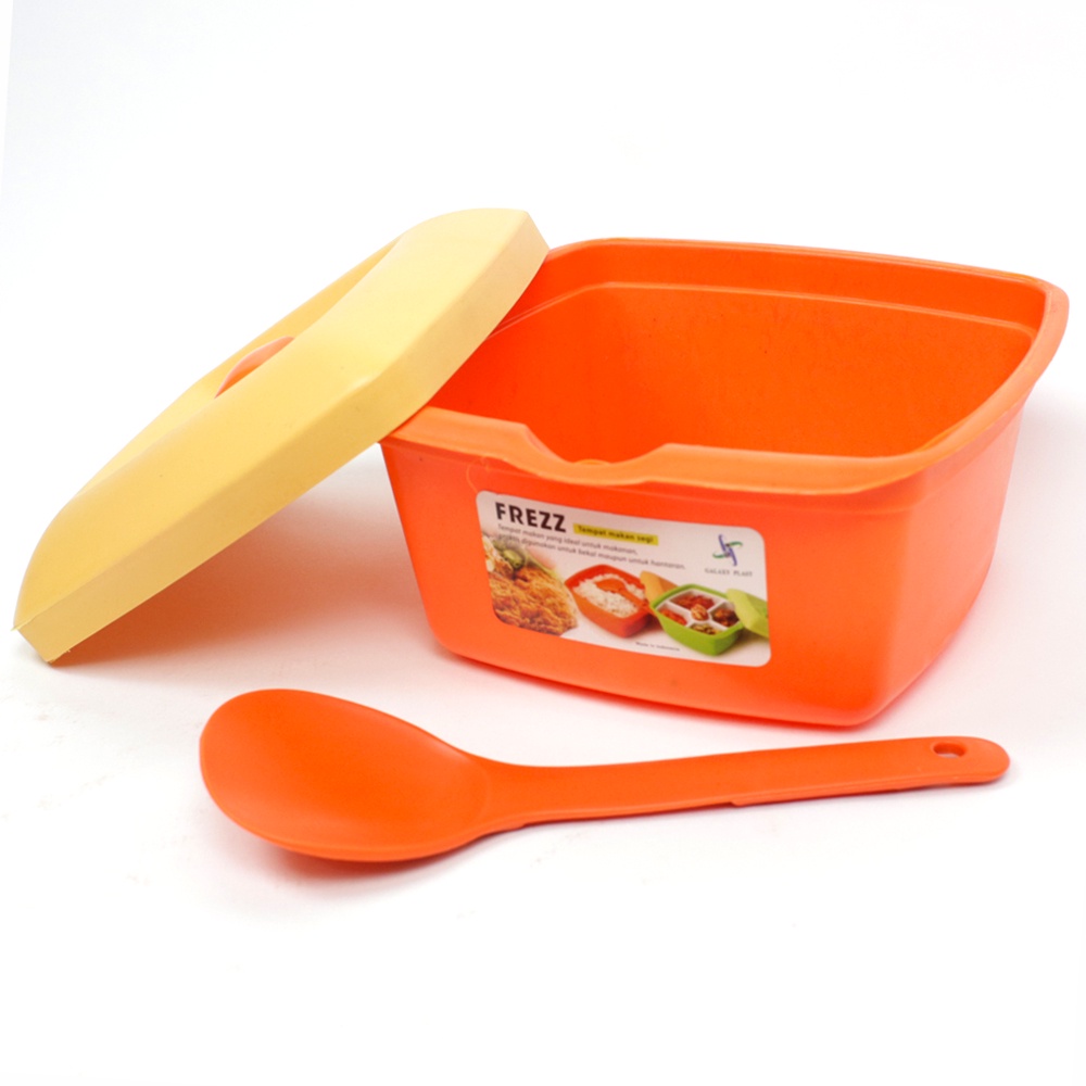 FM - Frezz Tempat Bekal Makan Segi FREE centong nasi - Random colour