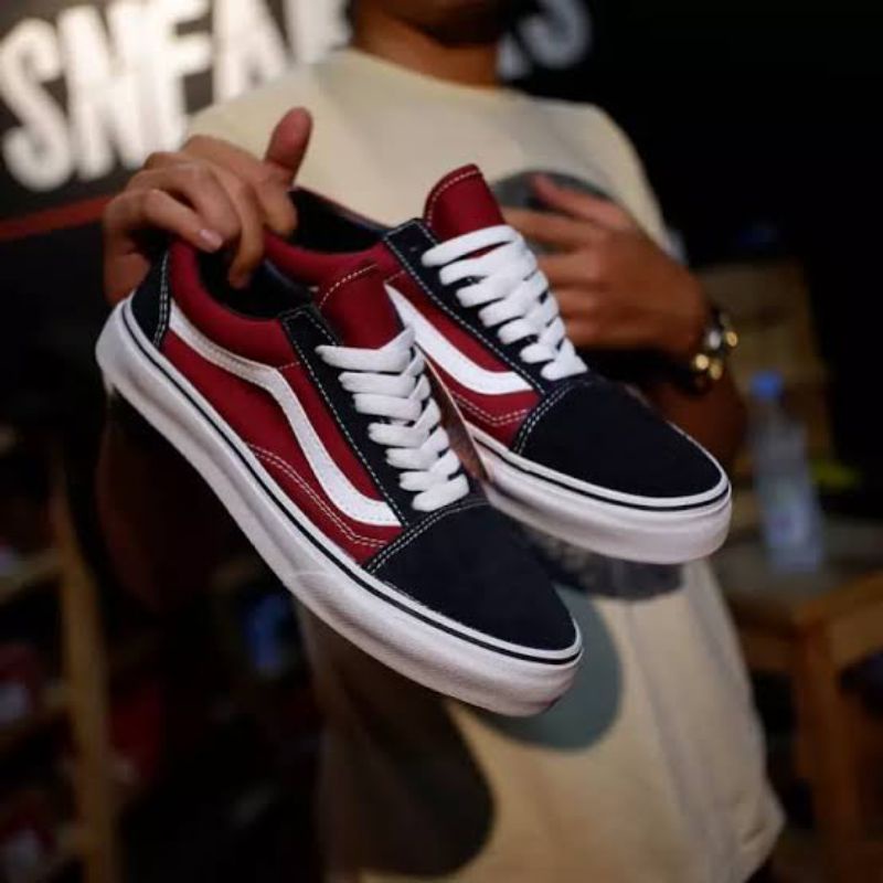 vans old skool sneakers pria sepatu hitam