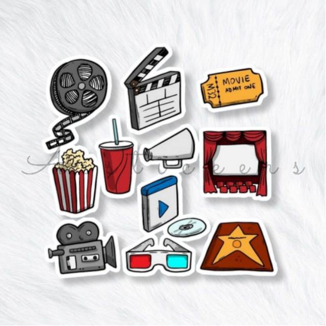  STICKER  CINEMA AESTHETIC 1 PACK STIKER BIOSKOP LUCU  UNTUK  