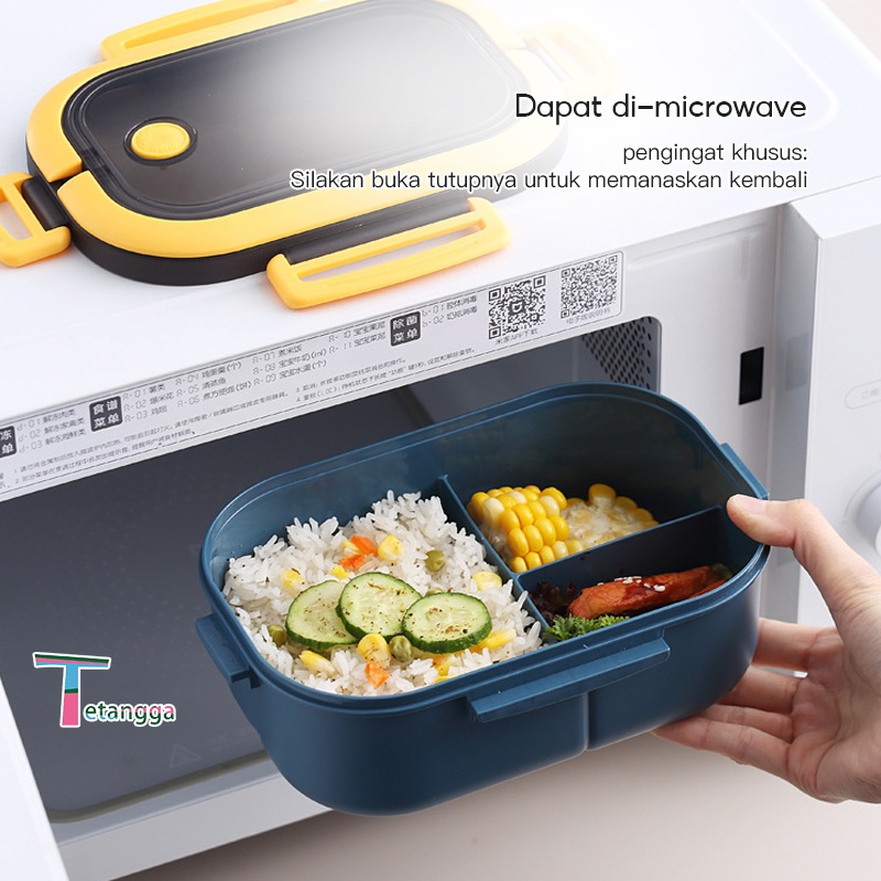 Tempat Makan Siang Kotak Bekal Single-Layer Makanan Bento Lunch Box Microwavable Anti Tumpah