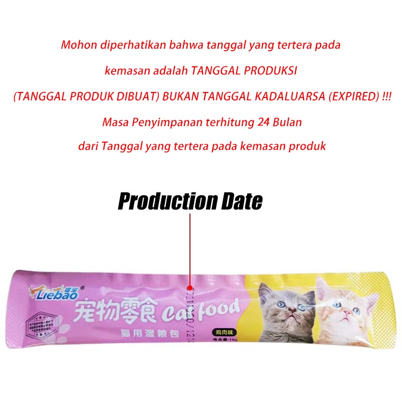 15g/Strip Snack Kucing Snack Hewan Peliharaan Snack Pengemukan Kucing Pelengkapa Hewan Peliharaan