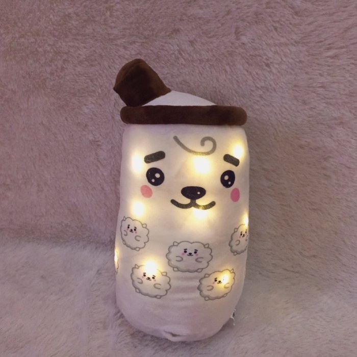 Boneka Boba BTS BT21 Pake LED Bahan Yelvo Tinggi 30 cm Berlabel SNI