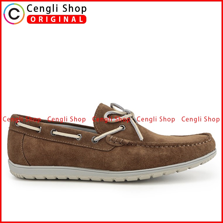 SEPATU OBERMAIN PRIA ORIGINAL SLIP ON CASUAL KULIT TERBARU COKLAT OM02