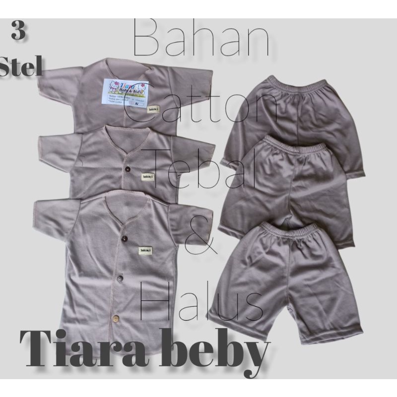 [COD] 3 STEL SETELAN POLOS PENDEK BAYI NEWBORN 0-12 BULAN