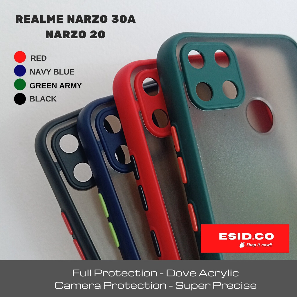 Bumper Case Realme Narzo 30A 20 Akrilik Dove Matte + 360 Ring Camera Protection Best Seller Hits