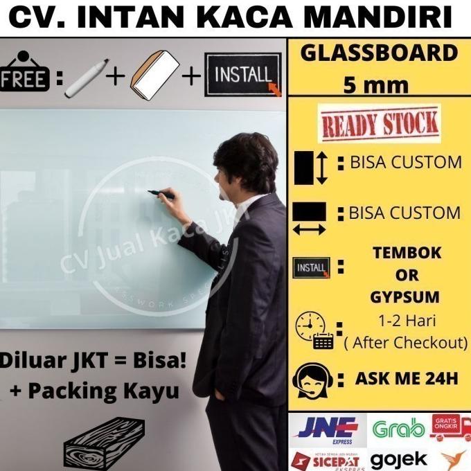 

---Terbartu--- Glassboard 100x120 - Papan Tulis Kaca / Glass Board Termurah 100 x 120