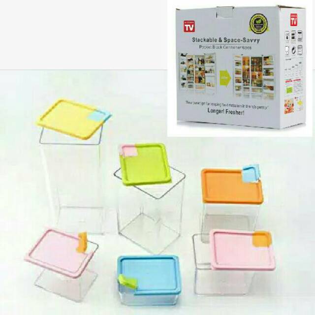Stackable and Space Savvy Block - Food Container 6pcs/ Pocket Block