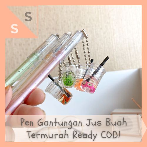 

[simplyshop] Pen / Pulpen Gantungan Jus Buah Miniatur Mini Cup Boba Fruit Slices Juice Es Transparan Tinta Hitam Souvenir Alat Tulis Hadiah