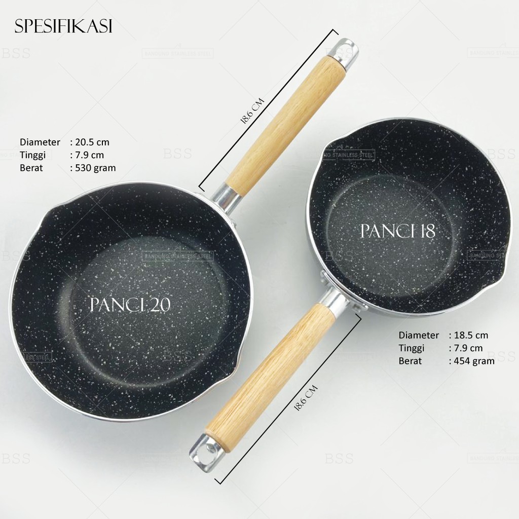 PANCI SUSU MEDICAL STONE TANPA TUTUP 18CM 20CM ANTI LENGKET TEBAL HITAM NON-STICK