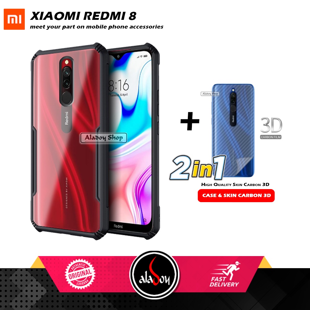 Case XIAOMI REDMI 8 Armor Fusion Transparent Casing Free Skin Carbon 3D