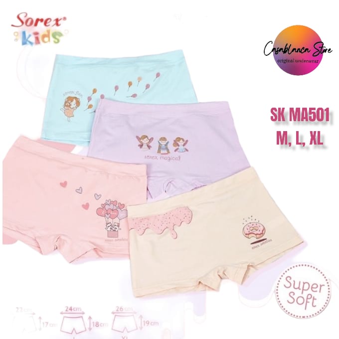 CELANA DALAM BOXER ANAK PEREMPUAN SOREX KIDS (Art. SK MA501) BERBAHAN SANGAT HALUS &amp; LEMBUT