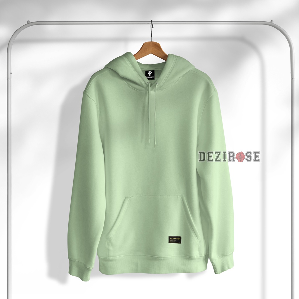 Sweater Hoodie Polos Pria Wanita Bahan Fleece Tebal Premium Quality Size M-XL-Hijau Mint