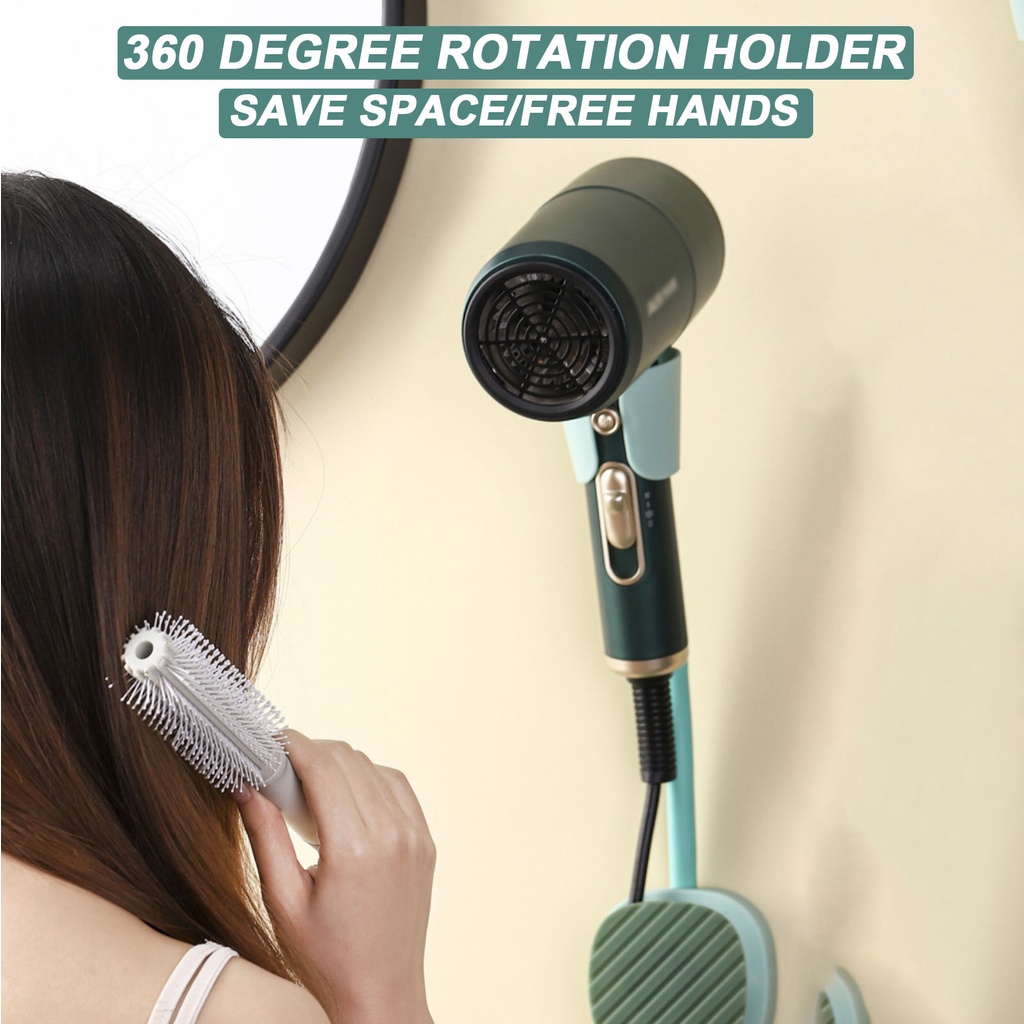 Rak Holder Hair Dryer Model Dapat Berputar 360 Derajat Untuk Kamar Mandi